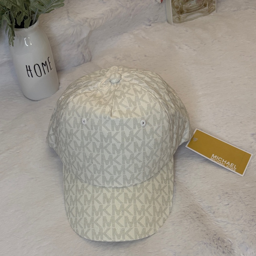 Michael Kors Cream MK Monogram Baseball Cap